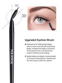 MAANGE 11pcs Professional Facial Makeup Brush Set With Paper Box ,2pcs Eyebrow Brush,2pcs Eyeliner Brush,Foundation Brush,Contour Brush,Blush Brush,Eyeshadow Brush,Nose Contour Brush ,Concealer Brush Makeup Brush With Soft Fiber For Powder,Liquid,Cream For Easy Carrying,Brush For Travel - 黑色 - 查看 8