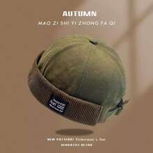 Men's Hat Docker Hat Brimless Hat Sailor Hat Work Hat Rolled Edge Retro Brimless Adjustable - 卡其色 - 查看 3