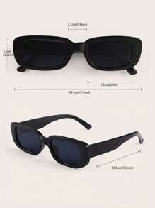 2pcs Women Square Small Frame Sunglasses, Minimalist Retro Casual Street Style, Suitable For Outdoor Sun Protection, Fashion Shows, Vacation, Travel Fashionable Shade Elegant Outfit Family Outings Travel Vacation Holiday For Summer Beach Vacation,Outdoor,Travel - Black 2-pack - View 6