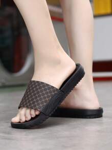 Men's/Boys' Popular Wave Pattern EVA Sole Slide Sandals, Summer Beach & Home Open Toe Slippers - Brown - View 5