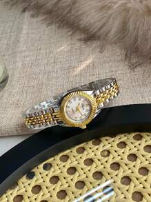 1 件女士银色/金色简约优雅小表盘不锈钢表带石英表，精致节日礼物 - 均碼 - 查看 9