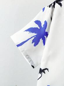 男宝宝休闲椰子树印花短袖衬衫和短裤套装，适合夏季度假