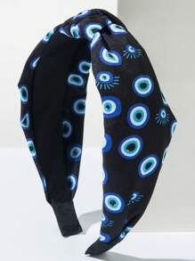 Bandana de Moda Coreana com Estampa de Olho de Demônio em Tecido, Acessório de Cabelo Versátil Minimalista com Coroa Alta Personalizada para Mulheres, Faixa de Cabelo, Tiara