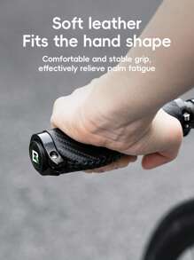 ROCKBROS Carbon-Fiber Bike Handlebar Grips, Non-Slip PU Leather Dual Locking Rings