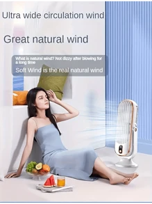 Ventilador de aire acondicionado portátil, 5 velocidades de viento, 720 giros, el producto tiene dos modos de alimentación, 1 entrada USB, 1 con doble motor, batería de litio de 1200mAh recargable, funcionamiento silencioso por debajo de 25 decibelios, adecuado para oficina, viajes, campamento, automóvil, es un regalo ideal para Navidad y San Valentín.