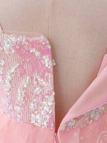 Pink Sequin Camisole Dress For Young Girls, Princess Dress Suitable For Parties And Performances - Pink - View 8