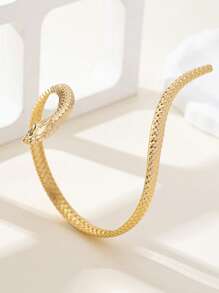 1pc Fashionable Vintage Minimalist Gold-Color Snake Arm Bracelet - Gold - View 3