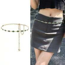 1pc Vintage Elegant Ladies Delicate Waist Chain, Waist Decoration Accessory Chain For Dress - Green - View 2