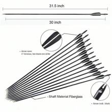 57Inch 30/40LBS Recurve Bow, Takedown Fiberglass Archery Bow+12Pcs 30inch Spine Fiberglass Arrows Set, For Hunting Shooting Practice - Black - View 5