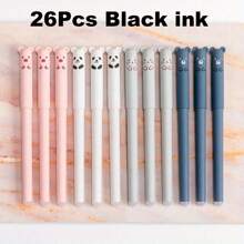 12 piezas Bolígrafo de pegamento borrable con diseño de animales lindos, tamaño mediano, recargable y lavable, tinta azul/negra de 0.5mm, plástico, para útiles de oficina y escolares, estilo aleatorio de vuelta a clases