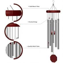 Large Outdoor Deep-Toned Memorial Wind Chime, Customizable Condolence Wind Chime With 6 Tubes, Elegant Wind Chime Suitable For Garden, Patio, Balcony And Home - Multicolor - View 2