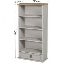 Upgrade Version Furniture Corona Grey Wax 1 Drawer DVD Rack Bookcase - 1 - View 2