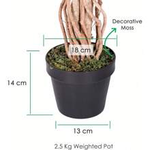 4 Feet Variegated Ficus Tree With Real Wood Stems And Lifelike Leaves Replica Artificial Plant - Variegated - View 3