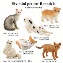 6/12 PCS Simulation Pet Cat, Kitten, Cat Statue Set, Model Toy, Children's Cognitive Education Toy, Halloween Christmas Party Decoration Ornament Gift - Multicolor - View 10