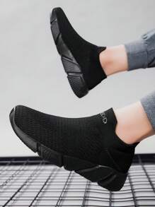 Summer New Solid Black Versatile Women Casual Sneakers, Breathable Lightweight Jogging Sports Shoes For Women