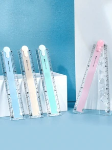 1pc Ruler For Student Geometry Drafting Drawing, Plastic Ruler For Office Supplies,Rulers - Multicolor - View 6