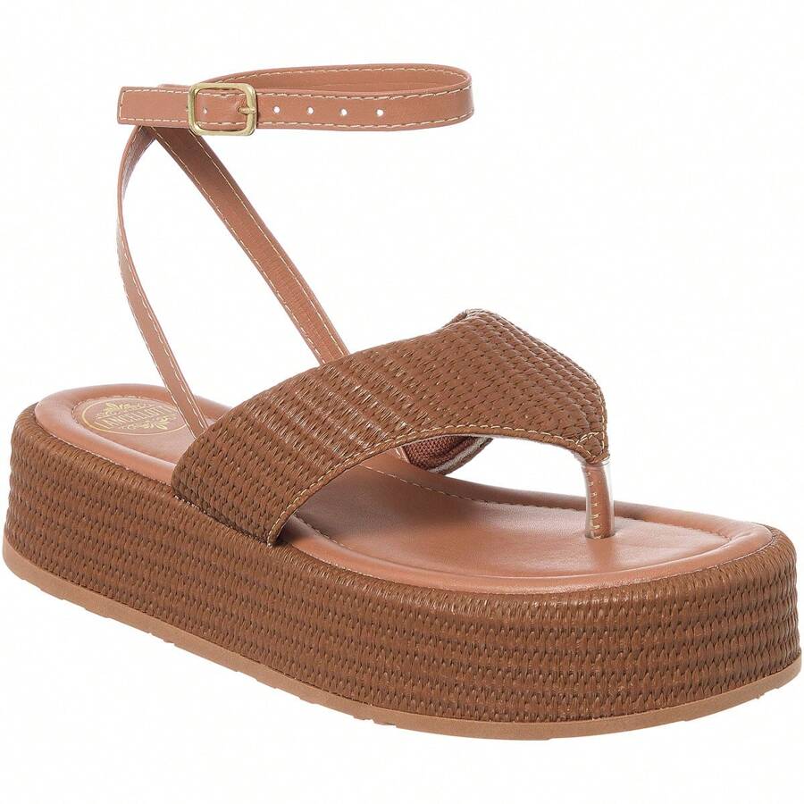 Women's Flatform Sandals Comfortable Flip Flops - Camel - View 1