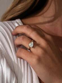 Eleganter, modischer, klassischer Ewigkeitsliebe-Ring aus 925er Sterlingsilber, Luxus-Birnenform-Zirkonia-Ring für Frauen für Verlobung oder Hochzeit