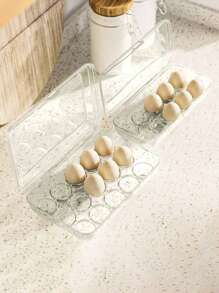 1pc Refrigerator Egg Box, Food Preservation Box For Kitchen, Creative Egg Box, Transparent Storage Box, Frozen Dumplings Box, Kitchen Supplies, For Easter, For Easter Day, Egg Storage Trays - Clear - View 3