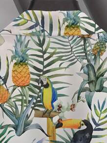 Summer Men's Coconut Tree 3D Digital Printed Short Sleeved Shirt, Men's Hawaiian Vacation Beach Shirt