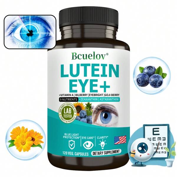 Eye Vitamin Supplement - With Bilberry, Goji Berry, Zeaxanthin & Astaxanthin - 120 Capsules