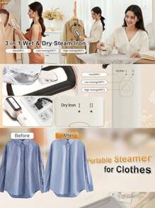SCISHARE 3-In-1 Vertical Garment Steamer & Iron With Clamping Plate | 1000W Fast 20s Heat-Up | 155°C Dual Steam Modes (15g/Min) | 180° Rotatable Panel | 60ml Tank | Portable Travel Steamer Iron For Clothes | Home & Travel Essentials