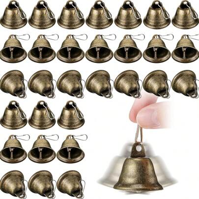 5/10/20 piezas de campanas artesanales de metal bronce, campanas vintage con gancho, para hacer móviles de viento, entrenamiento de perros, timbre de puerta, envoltura de regalos de boda, decoración de árboles de Navidad, suministros DIY
