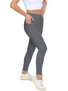 5pcs Pink Women Legging With Pocket Full Stretch High Waist Tummy Control Workout Yoga Pants