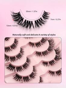 Asiteo 9 Pairs Natural Criss-Cross Transparent Band False Eyelashes, Create Natural & Voluminous Effect, Suitable For Everyday Makeup - Natural Lashes - View 7