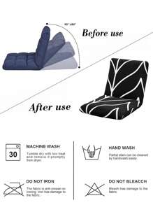 1pc Printed Portable Floor Chair Cushion Cover, Elastic Removable Flower Pattern Floor Chair Slipcover