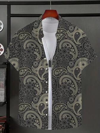 Summer Men's Short Sleeved Hawaiian Beach Shirt Men's Loose And Comfortable Collared Shirt Top