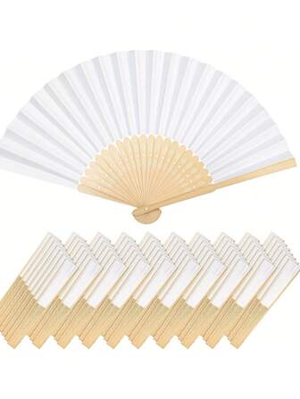 1/3/5 件白色竹折扇 - 优雅适合婚礼、新娘送礼会、派对 - DIY 工艺品、摄影道具、墙壁装饰、母亲节