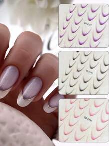 Set da 5 pezzi di decorazioni per unghie primaverili/estive, adesivi per arte di unghie con design a linee e sfumature di colore, stickers autoadesivi per decorazioni unghie fai-da-te, strumenti di guida per unghie a pressione