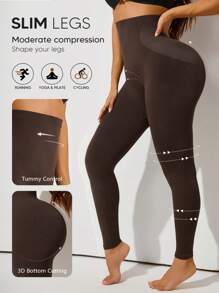 1件装女士高腰提臀塑身裤，适合外穿，女士塑身衣 - 棕色 - 查看 2