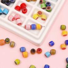 10pcs 8mm Colorful Cylindrical Beads Glass Thousand Flower Beads For Jewelry Making, Bracelets, Necklaces DIY - Craft Accessories