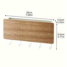 1 pieza Perchero de pared para llaves de madera, soporte de almacenamiento multifuncional - Multicolor - Ver 4