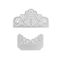 2pcs Metal Die Cuts Set,Wedding Lace Flower Border Cutting Dies Cut Template Stencils For DIY Scrapbooking Photo Album Decorative Embossing Paper Card Making Mould - Silver - View 8