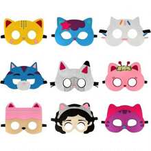 1pc/9Pcs Cat Mask Felt Party Favors , Cat Themed Party Supplies Dress Up Masks Photo Booth Prop Cartoon Character Cosplay Birthday Gift - Multicolor - View 1