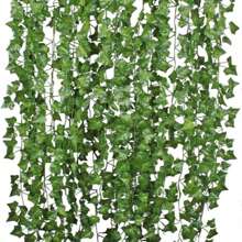 Corona navideña artificial de seda verde de 210 cm con hojas de parra para decorar el hogar, el baño, el jardín, el salón, el aula, la oficina, el otoño, la habitación, el escritorio, el jardín, el coche de boda, el arco de dintel, el hogar, el comedor, el dormitorio, las escaleras del porche, el balcón, el columpio, el centro comercial, la chimenea, la puerta, el regalo de San Valentín y Navidad, decoración de invierno, San Valentín, regalo.