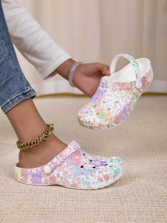 新款女士花园鞋，可调节宽平底拖鞋，卧室/旅行/沙滩凉鞋，包趾拖鞋