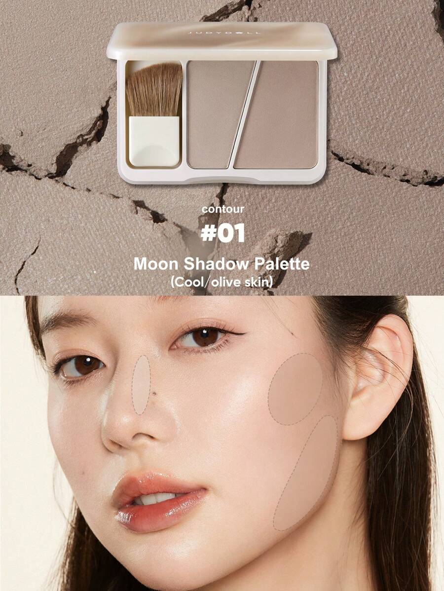JUDYDOLL CONTOUR PALETTE DUO 8g，二合一哑光和缎面轮廓粉饼盘，适用于鼻部塑形、发际线轮廓塑造，非常适合约会之夜、派对化妆、送给朋友、女朋友、婚礼必需品、婚礼嘉宾、单身派对的礼物 - #01 冷皮適用盤 - 查看 1
