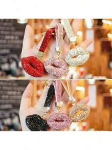 1pc Creative Rhinestone Lip Key Chain, Luxury Niche Design Car Key Decor Pendant, Bag Decoration Keychain