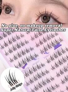 60/120 piezas Pestañas individuales con autoadhesivo tipo C, sin necesidad de pegamento, extensiones de pestañas naturales y suaves de 10-13mm, duraderas, regalo para mujeres y niñas, gran capacidad y pestañas postizas coreanas
