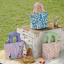 1 Bolsa Grossa para Lanche com Isolamento, Bolsa para Lanche com Desenho à Mão Livre, para Estudante e Trabalhador de Escritório, com Arroz