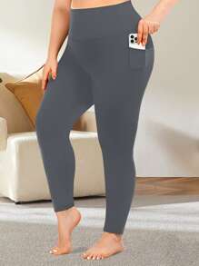 4 Packs Pocket Leggings Plus Size For Women In Spring And Fall, High Waisted Soft Stretchy Yoga Leggings - 2黑1深灰1藏青 - 查看 5