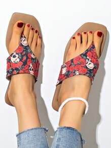 Teenager & Student V-Strap Flip Flops, Soft & Elastic Sole, Non-Slip Beach/Pool Slippers - Red - View 8