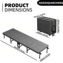 Pat pliabil rezistent de 75 inch, cadru din fier îngroșat, pat pliabil portabil cu rotile care se încuie, potrivit pentru pui de somn la birou, însoțitor de spital, acasă, stil minimalist