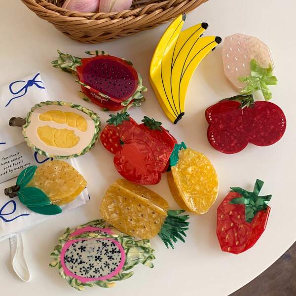 1 pieza Pinza de pelo con forma de fruta linda, apta para todas las estaciones - Pinzas de pelo, pinzas de garra, pasadores de pelo, pinzas de pelo, sujeta pelos, broches de pelo