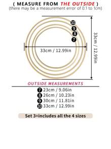 4pcs Beige Dreamcatcher Bamboo Rings, Decorative Hoops For Outdoor Lawn, Wedding, Wall, Bedroom Decor, Wind Chimes, Woven Hangings, Christmas, Halloween And DIY Embroidery Hoop