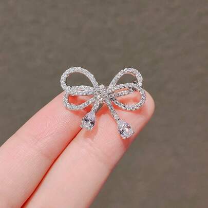 1 Pc Fashion & Elegant Zinc Alloy Bow-Knot Rhinestone Brooch, Versatile High-End Design